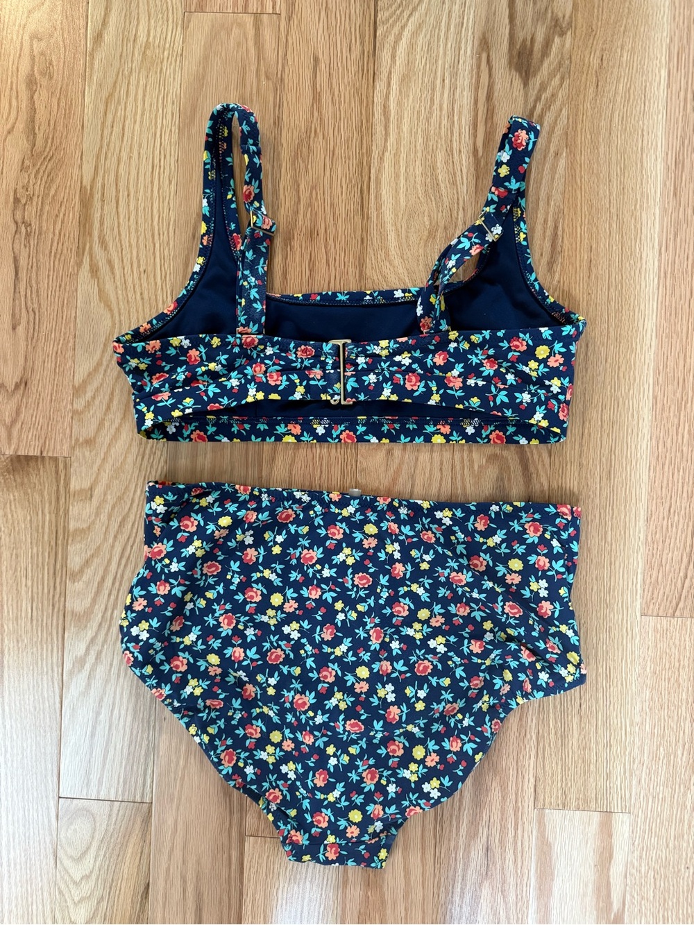 Lands' End Navy Ditsy Floral Two-Piece Swim Set - Picture 3 of 5